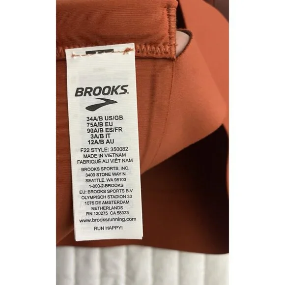 Brooks 34A/B Copper Run Raisin Drive Interlace Sports Bra Compression Wicking - Picture 6 of 11